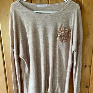 women’s long sleeve shirt with glitter pocket - M/L